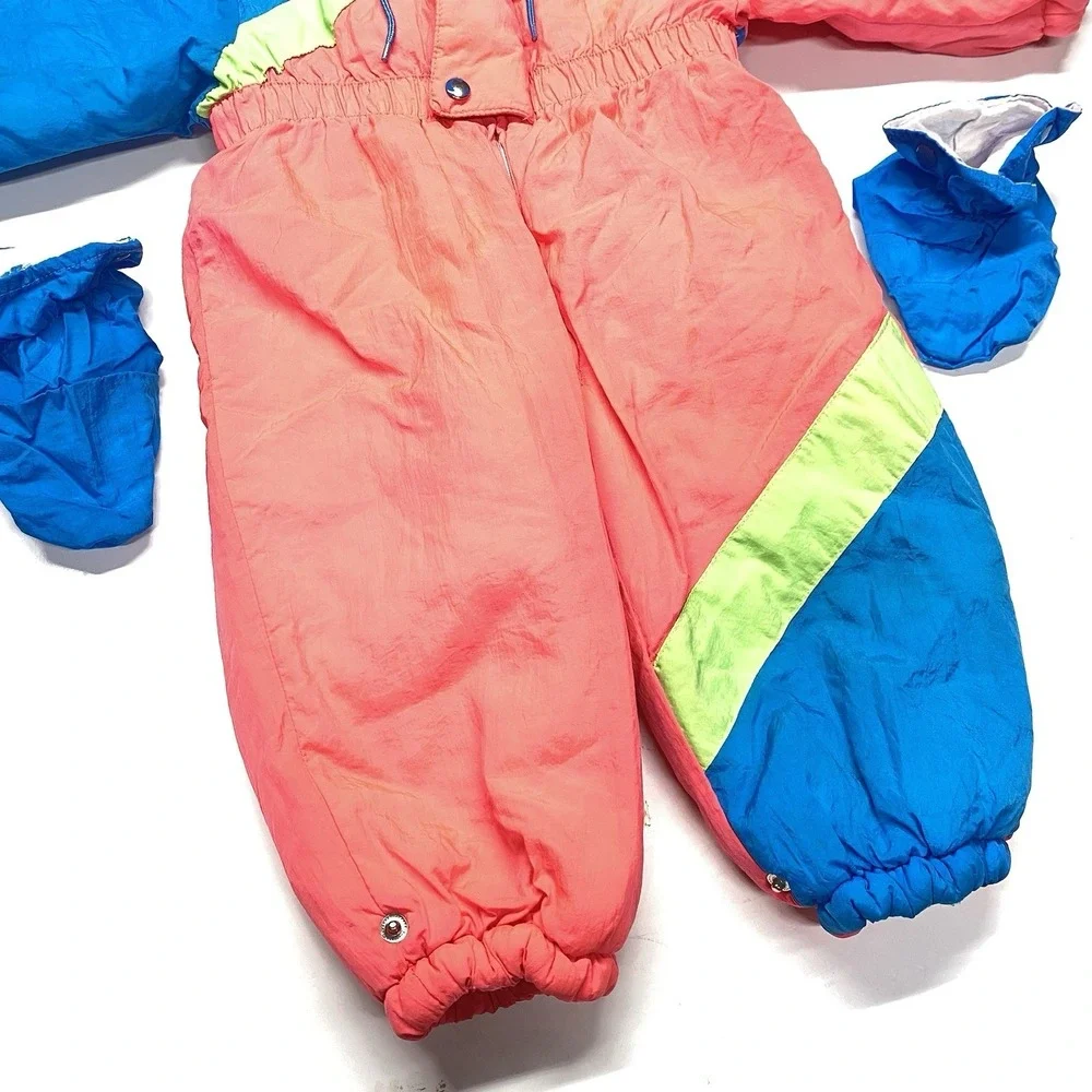 Vintage Gerber Time Zone UFO Snow Suit 18 Months Red,‎ Green Blue With Gloves
